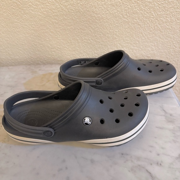 CROCS Other - Crocs Men’s 10 Woman’s 12 Black With White Crocband EUC